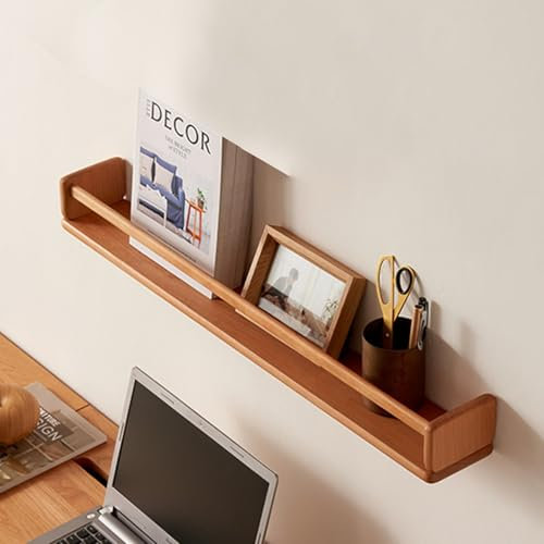 Porte-revues mural en bois pour journaux et livres, affichage de littérature pour entrée, salon et bureau, support mural élégant (70 x 11 x 8,5 cm)