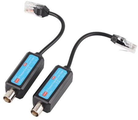 GYZOUKA 1 Pair Passive IP Network Coaxial Transmitter Receiver Extender 220m Transmission Distance with Surge Guard for IP NVR Camera System