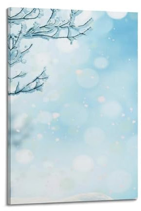 LUFPOTH Poster mit Schneeflocken, Winter, Einfrieren, Himmel, Sonnenlicht, Leinwand, ästhetisches Cover-Poster, Vintage-Musik und Filme, dekoratives Gemälde für Wohnzimmer, Schlafzimmer, 40 x 60 cm