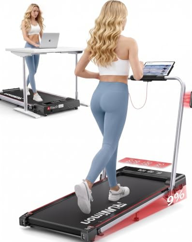 Tapis Roulant Elettrico Piehevole, 6 IN 1 Tapis Roulant Salvaspazio, Inclinazione 9%, 12 km/h, 2.5HP, Tapirulan con 2 Display LED, APP, Due Modalità di Controllo