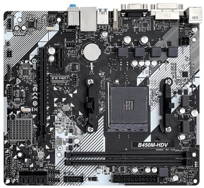 Processore Scheda madre Fit For ASRock B450M-HDV R4.0 supporta CPU Ryzen 5 5600X R7 5700X3D 5800X3D 2xDDR4 DIMM M.2 SATA3 M.2 HDMI AM4 mATX