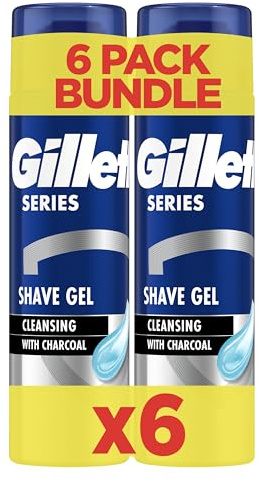 Gillette Series Cleansing Shave Gel with Charcoal for Men, Complete Irritation Defence, Helps Protect Against Cuts, Burning, Stinging, Redness & Tightness, 200ml