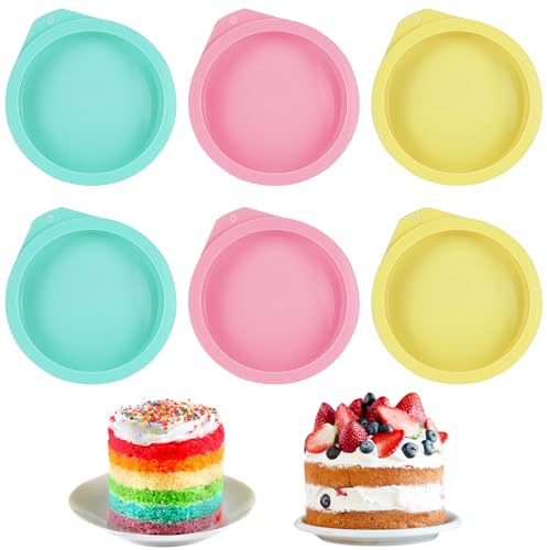 6 Stück Wiederverwendbare Silikon Muffinförmchen für Heißluftfritteuse, Kuchenformen Und Eierformen für Airfryer, Runde Backformen mit 4 Zoll Durchmesser und 2,5 cm Höhe