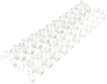 ZenithQuest 2 Pack 30A 12 Way Electrical Terminal Blocks, White Plastic Connector Strips, Chocolate Chock Blocks for Wiring Cables, Rated 400V CE Certified