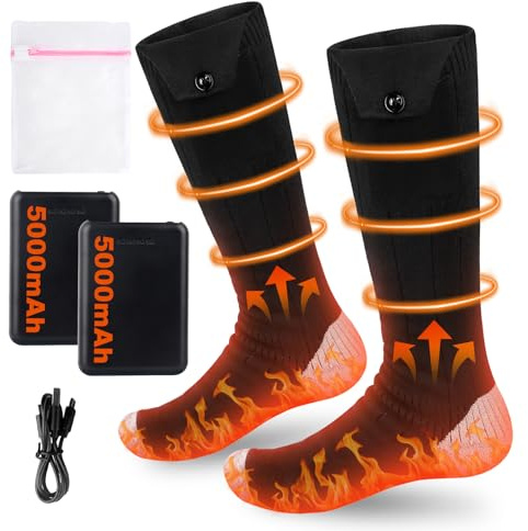 Mineup Beheizbare Socken, Wiederaufladbare Heizsocken Mit 4 Temperaturen, 360° Heated Heizsocken, Beheizte Socken Damen Herren, Fußwärmer Elektrisch Für Winter Camping Jagd Skifahren Reiten