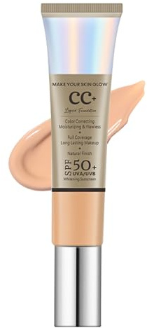 CC Creme mit LSF 50+, Color Correcting Getönte Tagescreme, Feuchtigkeits & Wasserfest CC Cream, Atmungsaktives & Leichtgewicht Cushion Foundation, Langlebig Tinted Moisturiser, Gleichmäßige Hautton