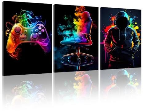 KiKiHong 3 Stück Gaming Poster mit Rahmen,Gaming Bilder,Wandbilder Gaming | für Wohnzimmer,Teenager Schlafzimmer & Spielzimmer,Geschenk für Gamer 30×40cm