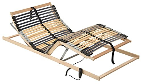 LoogCape Lattenrost Elektrisch mit 42 Birkenholz-Latten, 7 Zonen, 70x200 cm, Verstellbarer Kopf- & Fußteil, Motor OKIMAT 4 IPSe, für Betten