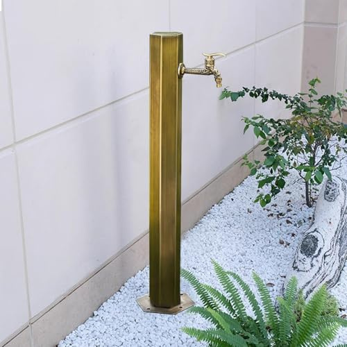 Colonne d'eau de jardin extérieure en acier inoxydable avec robinet rétro, support tuyau autoportant for extérieur(Side Water Inlet,Height: 86cm)