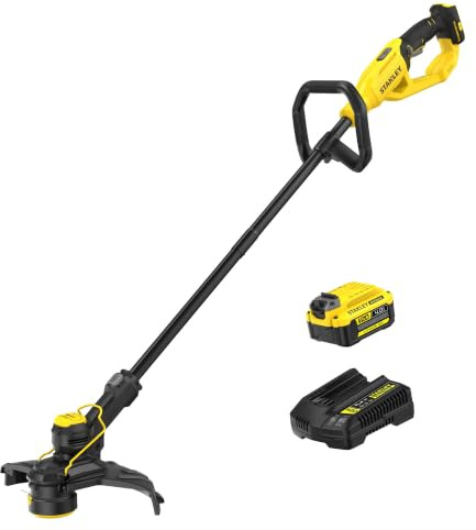 STANLEY V20 Tagliaerba a batteria, con protezione bordi, include batteria e caricabatterie, 18V, STCST933M1-QW