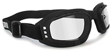 BERTONI Motorradbrille Photochrome - mod. 112 Schwarz Schutzbrille Selbsttönend Bikerbrillen Automatische Scheibentönung (Photochrome Linsen)