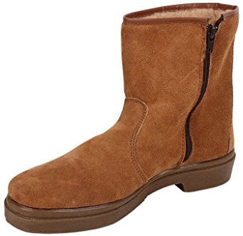 Bota de Serraje | Cremallera | Modelo Carona | Talla 42 | Color Marrón | Suela de Caucho