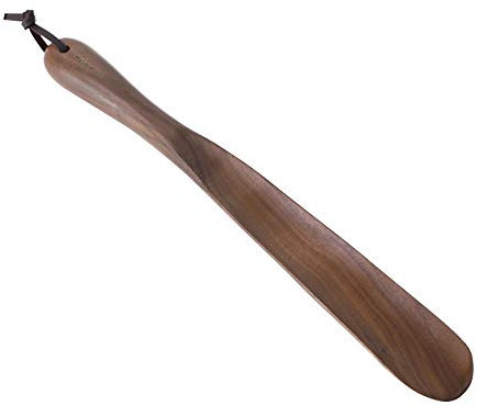 Muso Wood Chausse-pied en bois à long manche (38 cm) en noyer pour homme, femme, enfant, senior, grossesse (noyer)