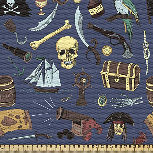 ABAKUHAUS Pirates Stoff als Meterware, Weinlese-Piractical, Qualität aus Gewebten Stoff Wohnaccessoires, 5M (148x500cm), Mehrfarbig