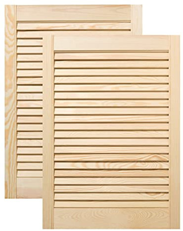 ben+camilla.com Doppel-Paket / 2-er Pack Lamellentüren 69,0 x 49,4 cm Holztür Natur mit offenen Lamellen für Regale, Schränke, Möbel | Kiefer Holz unbehandelt