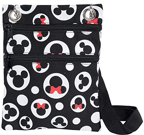 Disney Reisepasstasche, Crossbody-Tasche, Mickey, Minnie, I-Aah, Stitch, Grinsekatzenmuster, Allover-Print, Mehrfarbig, Einheitsgröße