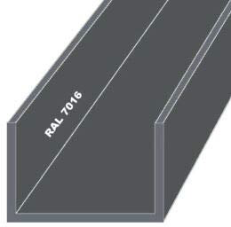 Aluminium U-Profil Pulverbeschichtet Anthrazit RAL 7016 (15x15x15x2 mm - 1000 mm)