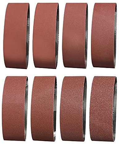 Sruhrak Bande Abrasive 100X915 mm- Grains 1 X 40/60/80 & 2 X 120/180/240/320/400 Bande de Ponceuse pour le Ponçage, le Polissage et le Dépoussiérage, Idéale pour le Bois (13 Pièces)