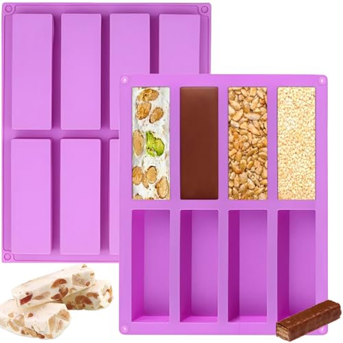 2 Stück Silikonform Rechteckig, Silikonform 8 Mulden Antihaft, Müsliriegel Backform, Rechteckige Energieriegel Silikon Form, Zur Herstellung von Schokoriegeln, Muffins, Brownies und Käsekuchen