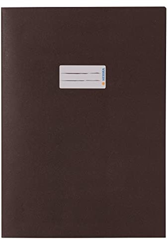 HERMA 7097 Heftumschläge A4 Papier Braun, 10 Stück, Hefthüllen mit Beschriftungsfeld aus extrem kräftigen Papier & satten Farben, Heftschoner Set für Schulhefte, farbig