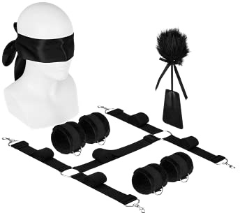 EIS Leidenschaftliches Bett-Fessel-Set | 7 Teile | Sexspielzeug | inkl. Federkitzler und Augenmaske | Erotik | Sex Spielzeug für Paare | Für Männer & Frauen