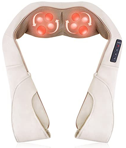 Nackenmassagegerät Shiatsu Massagegerät Schulter Nacken mit Wärme - Elektrisch Massagekissen mit 3D-Rotation Massage, 3 Intensitätsstufen, Muskelentspannung für Schulter, Rücken