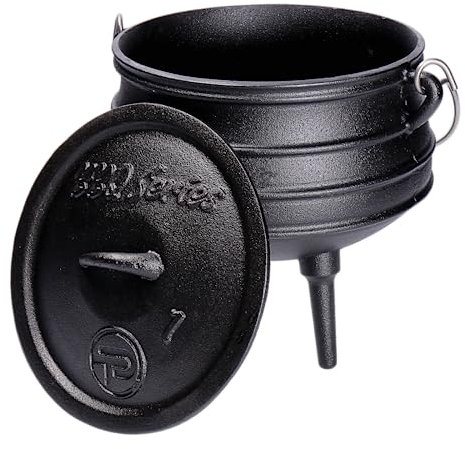 TP BBQ - Marmite Potjie - Fabrication sud-africaine - En fonte - Avec couvercle et trépied - Pour mijoter, cuisiner comme accessoire de camping et de cuisson en plein air - Environ 3 l