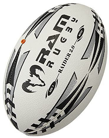 Ram Rugby Raider Match Ball – 4-Ply Polycotton & Rubber Laminate, 3D Grip for Ultimate Control, Valve-In-Seam for Precision Flight, Counter-Weighted Bladder for Accuracy &High-Tech Air Retention