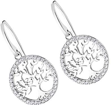 LOTUS Pendientes de plata de ley 925 con circonitas, árbol de la vida, para mujer, D3JLP1746-4-1, plata
