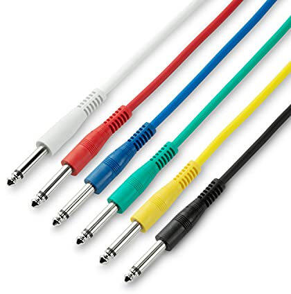 Adam Hall cables 3 Star IPP 0015 Set Patch Cable 6 x 6.3 mm Jack Plug to 6.3 mm Jack Plug Mono Colourful 0.15 m