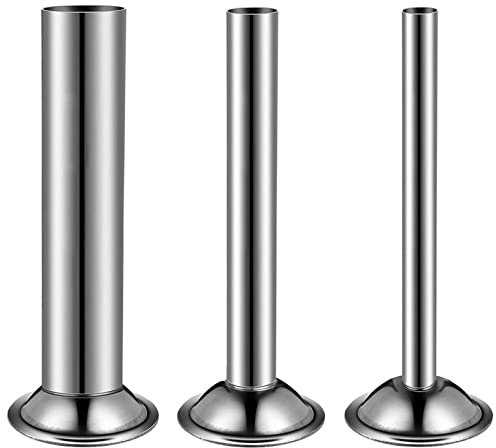 3 Pieces Sausage Stuffer Tubes, Stainless Steel Sausage Meat Stuffer Filling Tubes Funnels Nozzles for Size 5 Meat Grinder Food Grinder, 3 Sizes - Sausage Maker Kit (Silver)