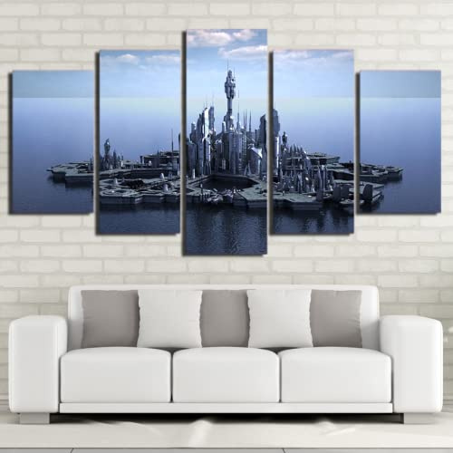 5 Stück Leinwand Gedruckt Wand Art Deco Hd Gedruckt Wohnkultur Malerei Keine Gerahmte Leinwand 5Pcs Stargate Atlantis Island Poster Wandkunst Bilder Dekoration Zubehör Wohnkultur Gemälde,20X35Cmx2 2