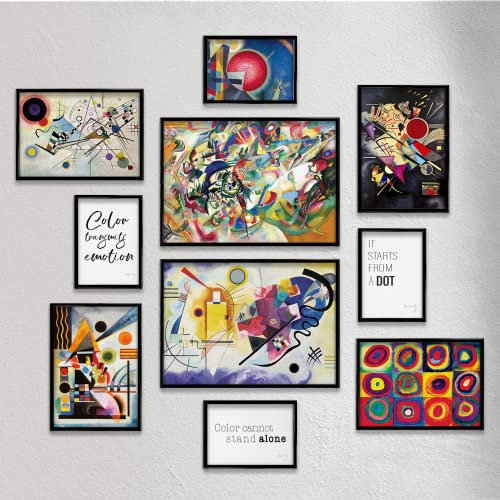 Giallobus - Set mit 10 Wandpostern - Vassily Kandinsky - Kandinsky-Sammlung 1 - Beschichtetes Papier - | 2 x A3 42x30cm | 4 x A4 30x21cm | 4 x A5 21x15cm | - OHNE Rahmen - Moderne Gemälde Wohnzimmer