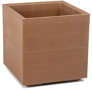 botle Blumentopf Blumenkäste Wetterbeständig Blumenkübel in stilvoller Holzstruktur Braun Quadratish Maße 40x40cm Höhe 39cm mit Rollen 36L Fassungsvermögen Blumenparadies