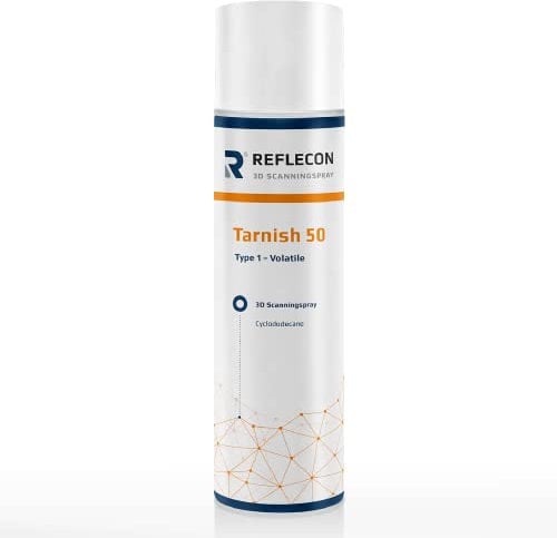REFLECON® Tarnish 50 | 3D Scanningspray für glänzende, schwarze und transparente Oberflächen | Sublimation in 5-8 Stunden | Keine Reinigung der Scanobjekte erforderlich | Made in Germany | 500ml