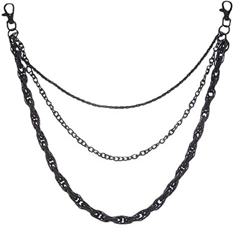 Coole schwarze Hosenkette, Punk-Gürtelkette, Hip-Hop-Taillenkette, Geldbörsenkette, Körperschmuck für Männer und Frauen, Hosen, Jeans, 1 Packung, Einheitsgröße, Nicht-Edelmetall, Kein Edelstein