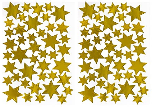 Oblique Unique® 86 Sterne Sticker Stern Aufkleber für Weihnachten Weihnachtsdeko Geschenkdeko Basteln Glänzend (Gold)