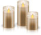 goobay 60380 3er-Set LED Echtwachskerzen im Glas (Braun) mit Timerfunktion, Warmweißer Kerzenschein/Bewegliche Flamme / 10, 12,5 & 15cm hohe Kerzen