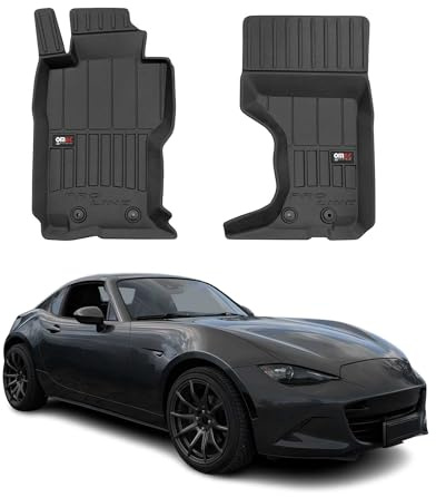 OMAC Fußmatten für Mazda MX-5 2015-2026 TPE 2X Schwarz | Premium, Automatten, Gummimatten, Allwetter, fahrzeugspezifisches Produkt, 3D-Passform, Antirutsch, wasserdicht