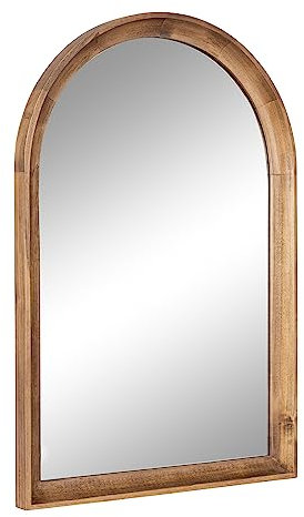 Kate and Laurel Hatherleigh Moderner Übergangs-Wandspiegel aus Holz, gewölbt, 20 x 30 cm, rustikales Braun, dekorativer Holzbogenspiegel für Badezimmer, Eingangsbereich, Schlafzimmer