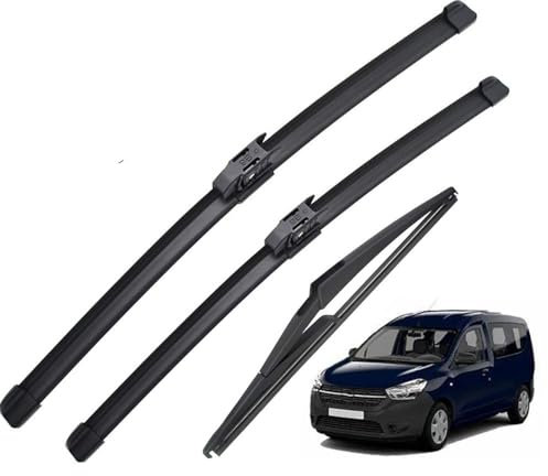 Scheibenwischer vorne und hinten, kompatibel mit Renault Dacia Dokker 2016–2020, Windschutzscheibe, Windschutzscheibe, Fenster, Regenbürsten, 22 Zoll, 16 Zoll, 12 Zoll