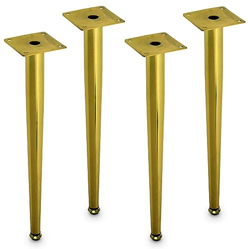 Mavö 4 x Tischbeine Stuhlbeine Kommodenbeine 40cm Möbelfüße Möbelbeine Sofabeine Schrankbeine KOVA (400mm, Gold)