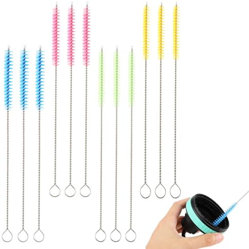 Jeffdad 12-Pack Straw Cleaning Brush, 20cm Long Cleaning Brush Soft Nylon Brush Pipe Cleaner Extra Long Straw Brush for Straw Cups, Water Bottles and Tubes