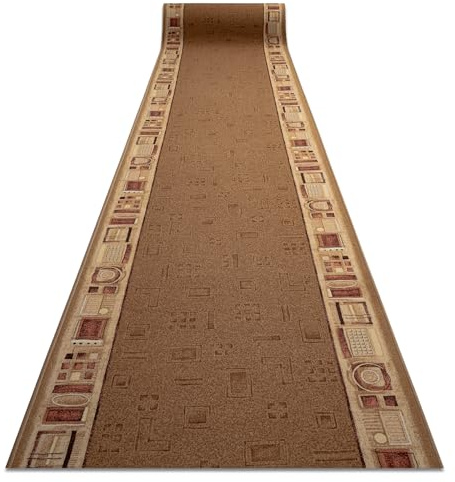rugsx Antirutsch Teppichläufer JENA - moderner Kurzflor für Küche, Flur & Wohnzimmer, Meterware, beige 120x330 cm
