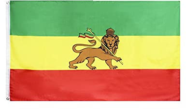 Kaiheok Flagge 3x5Ft/90x150cm Äthiopien Löwe Flagge Afrika Flaggen Polyester mit zwei Metallösen - Canvas-Header und doppelt genäht - perfekt für Fliegen im Schwach wind bereich.
