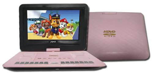 14 Portable DVD Player, 10.1 3D Large High-Definition Ultra-Thin Swivel Screen,HD TV Game Players,6 Hrs Long Lasting Built-in Battery, with Remote Control,Pink