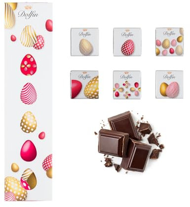 Dolfin® | Assortimento 18 Cioccolatini Carrè Pasqua | Astuccio Cioccolato Latte e Fondente 6 Sapori Confezione Regalo - 1 x 81 Gr