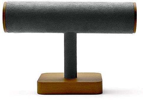 Papten Joyero de madera, organizador de joyas, expositor colgante para pulsera reloj brazalete (gris oscuro)