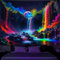 Simpkeely Schwarzlichter Fantasy-Wasserfall-Planet Wandteppich, UV-reaktiver Naturteppich, Neon-Landschaft, Berg-Wellen-Wandbehang – 180 x 230 cm