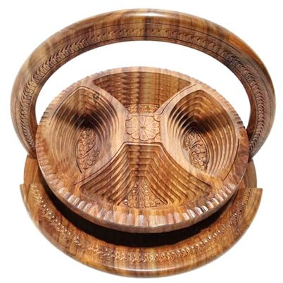 Handmade Wood Carving Fruit Plate | Wooden Fruit Bowl Plates | Candy Bowl Serving Storage Bowls | Dried Fruit Bread Nut Basket | Decorative Bowls Fruit Gift Basket for Birthday, Sympathy